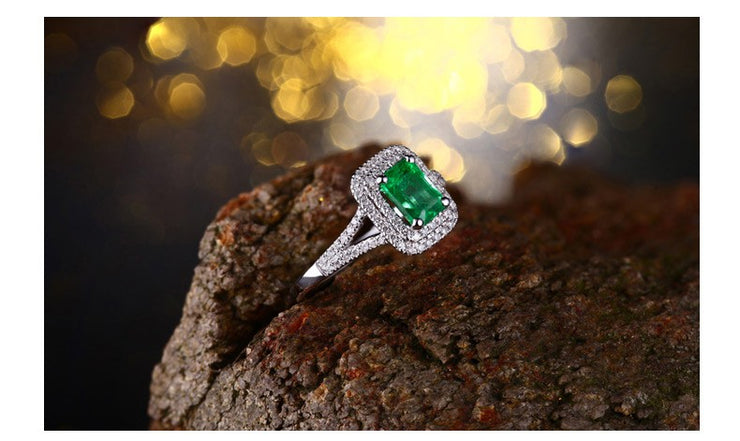 2 Carat Emerald and Moissanite Engagement Ring in Gold