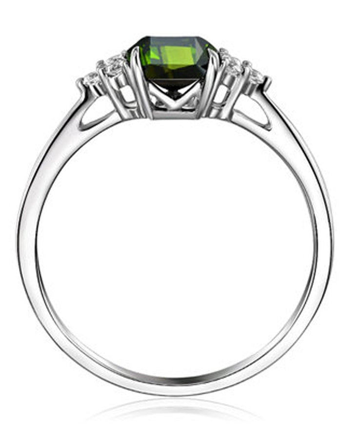 2 Carat Emerald and Moissanite Diamond Engagement Ring in White Gold