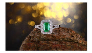 2 Carat Emerald and Moissanite Engagement Ring in Gold