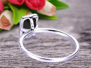Classic And Stunning Look 10k White Gold 1.5 Carat Emerald Cut Black Diamond Moissanite Engagement Ring 