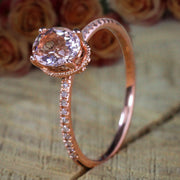 1.25 Carat Oval Cut Morganite Solitaire Engagement Ring with Diamonds on 10k Rose Gold Cheap Sale