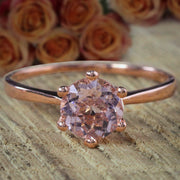 Beautiful Morganite Diamond Ring Sale 1.50 Carat Morganite Solitaire Engagement Ring 