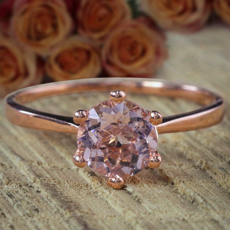 Beautiful Morganite Diamond Ring Sale 1.50 Carat Morganite Solitaire Engagement Ring 