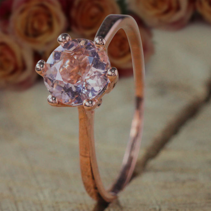 Beautiful Morganite Diamond Ring Sale 1.50 Carat Morganite Solitaire Engagement Ring 10k Rose Gold