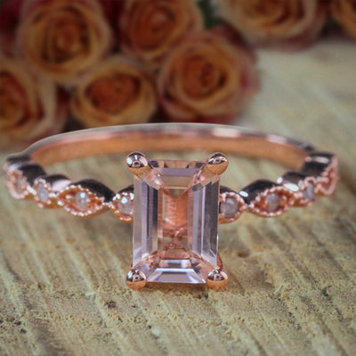 Limited Time Sale 1.25 Carat Real and Natural Morganite and Diamond Engagement Ring 