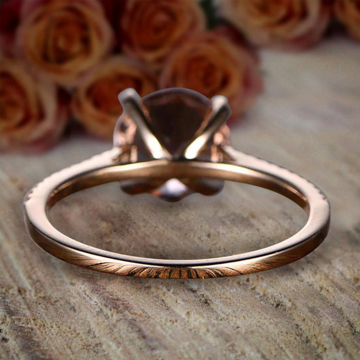 1.25 Carat Round Cut Morganite and Diamond Engagement Ring Women Engagement Ring