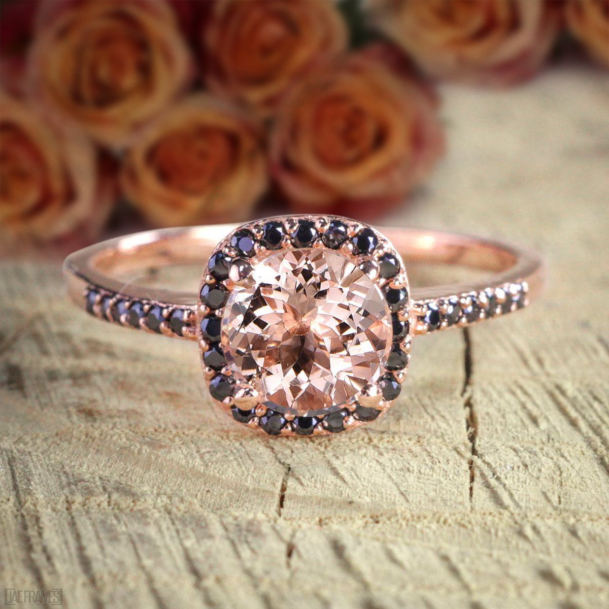 Morganite black diamond ring on sale