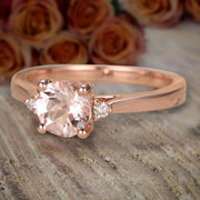 Limited Time Sale Trilogy Three Stone 1.10 carat Morganite and Diamond Engagement Ring 