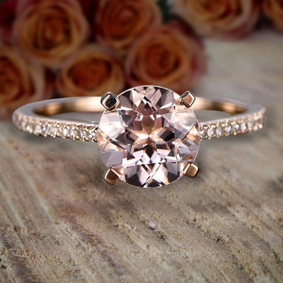 Limited Time Sale: 1.25 Carat Peach Pink Morganite and Diamond Engagement Ring 