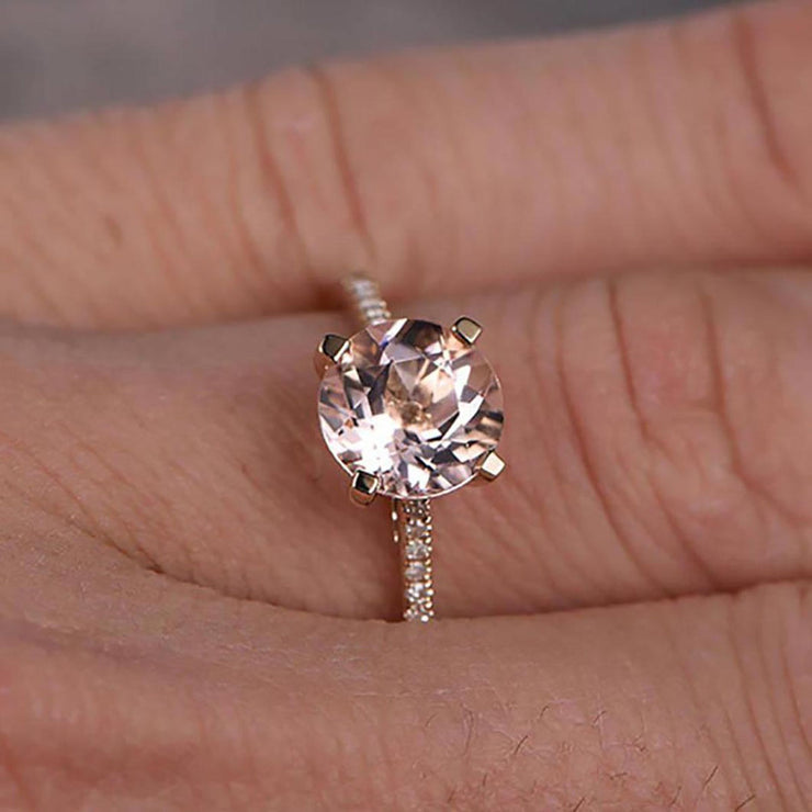 Limited Time Sale: 1.25 Carat Peach Pink Morganite and Diamond Engagement Ring in 10k Rose Gold