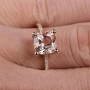 Huge Sale: 1.25 Carat Morganite (cushion cut Morganite) and Diamond Engagement Ring 