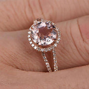 Limited Time Sale Antique Halo 1.50 carat Morganite and Diamond Halo Engagement Ring 