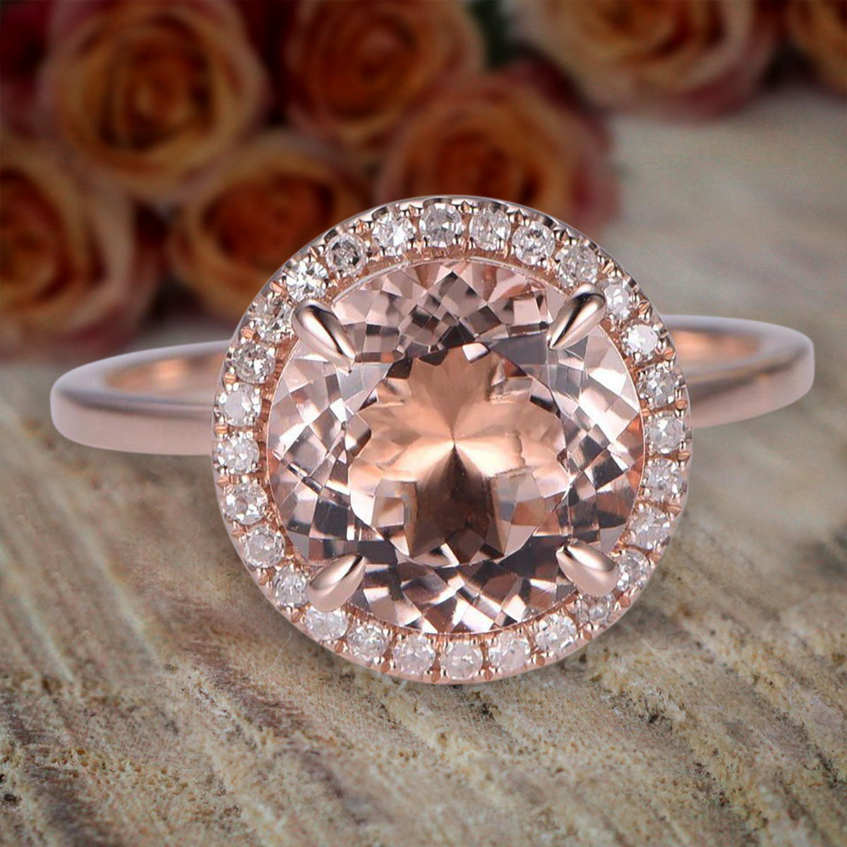 Huge Sale Antique Design Halo 1.25 Carat Round Cut Morganite And