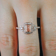 Limited Time Sale 1.25 Carat Morganite (emerald cut Morganite) Diamond Engagement Ring 10k Rose Gold