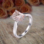 1.00 Carat Desinger Emerald Cut Peachy Pink Morganite Engagement Ring on Sale