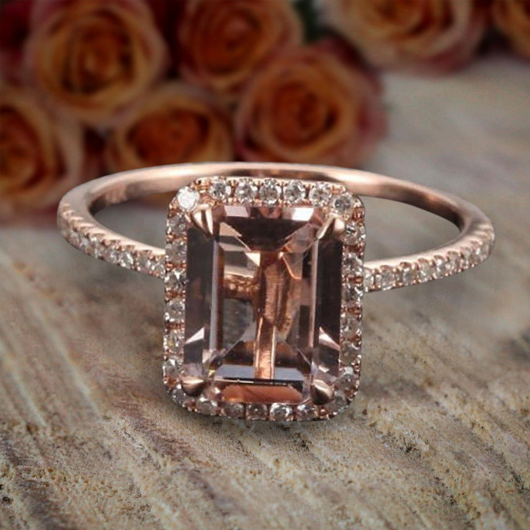 Morganite Silver Emerald Cut agemz