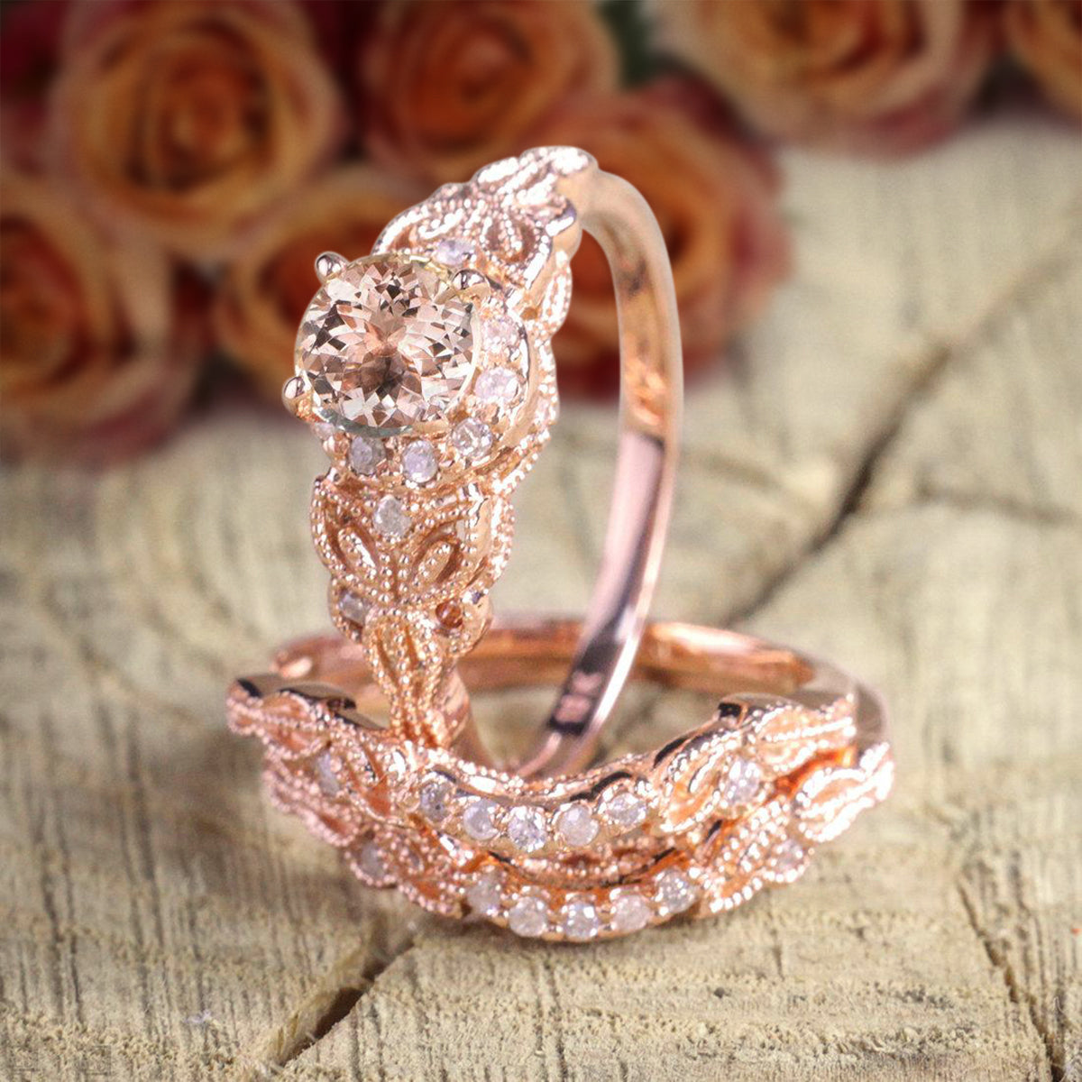 Morganite Rings Codt Morganite wedding ring set 60 photos - Astyledwedding.com