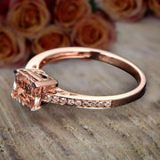 Antique Design 1.25 carat Princess Cut Morganite and Diamond Engagement Ring Sale