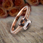 Antique Design 1.25 carat Princess Cut Morganite and Diamond Engagement Ring in 10k Rose Gold Sale