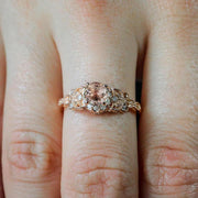 Round Cut 1.25 Carat Peach Pink Morganite Diamond Engagement Ring Jewelry
