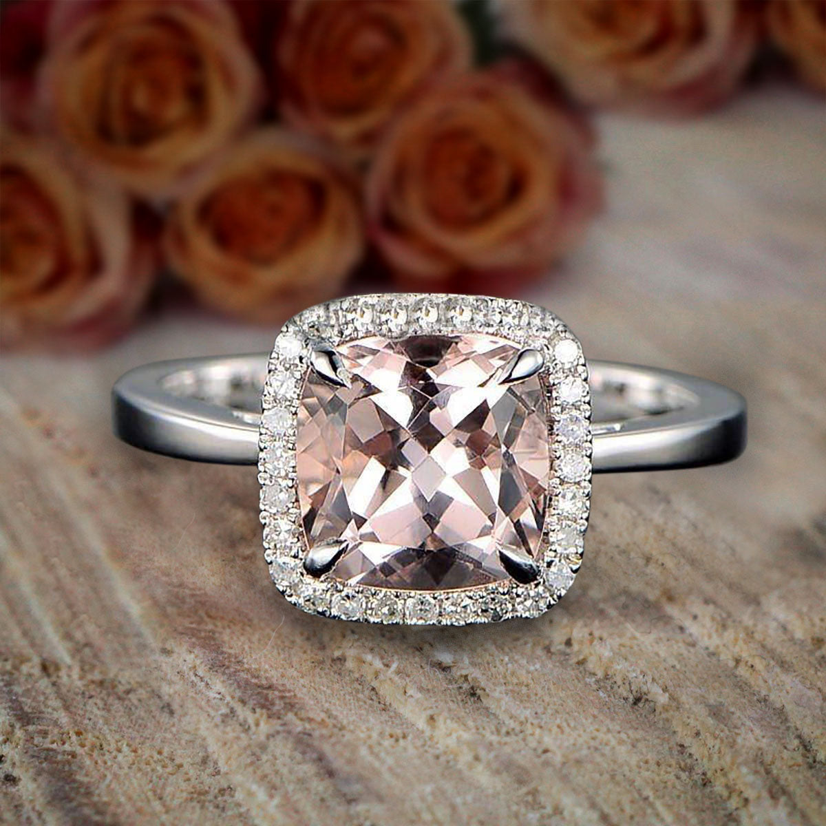 1.00 Carat Desinger Emerald Cut Peach Pink Morganite Engagement Ring On  Sale With 18K Rose Gold Plating, Promise Ring, Anniversary Ring -  Walmart.com