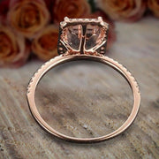 Limited Time Sale: 1.50 Carat Peach Pink Emerald Cut Morganite Diamond Engagement Ring 