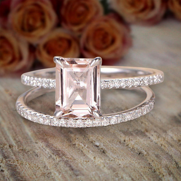 Pink Emerald Cut Diamond Ring Ct Certified Emerald Cut Pink