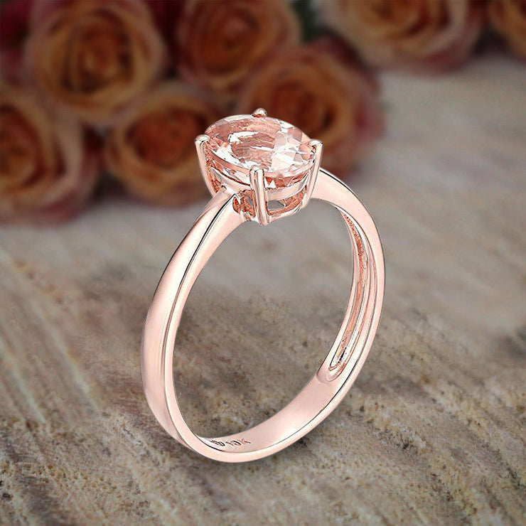 Limited Time Sale 1 carat Morganite (Oval cut Morganite) Solitaire Engagement Ring 