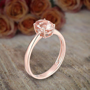 Limited Time Sale 1 carat Morganite (Oval cut Morganite) Solitaire Engagement Ring in 10k Rose Gold