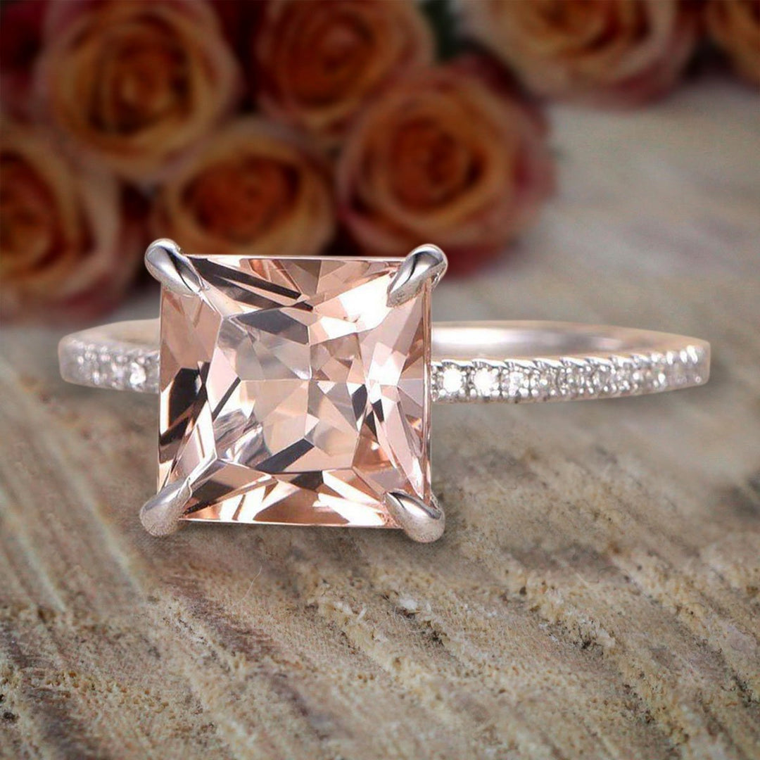 Princess cut morganite engagement ring clearance