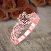 1.50 Carat Round cut Morganite and Diamond Flower Engagement Ring for Women on Sale
