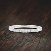 Stunning Half Eternity Baguette and Round Moissanite Diamond Stackable Promise Ring Engagement Ring Wedding Band