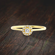 0.50 Carat Classic Halo Round Moissanite Engagement Ring on Solid Gold setting