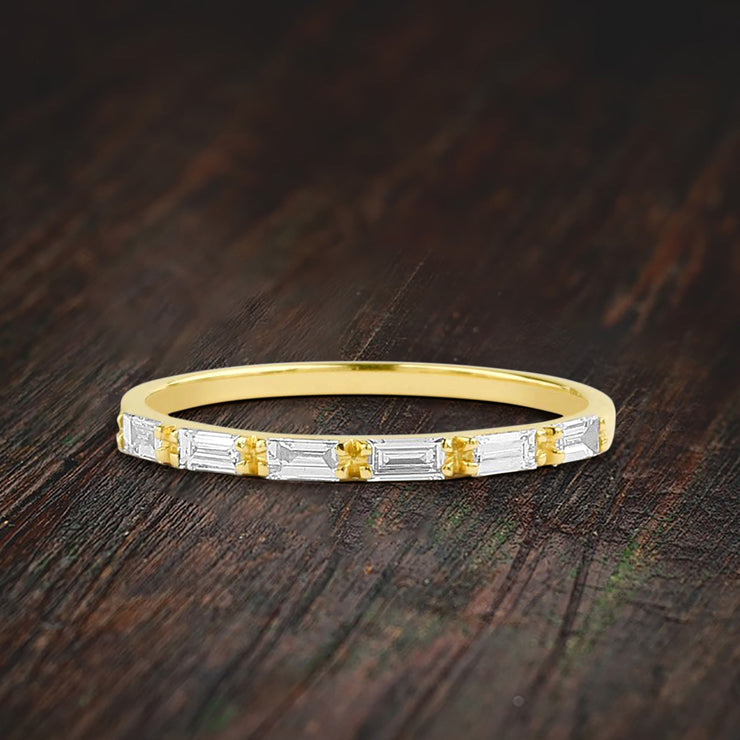 0.50 Carat Baguette Moissanite Wedding Band Engagement Ring Stackable Ring Promise ring on 10k Gold