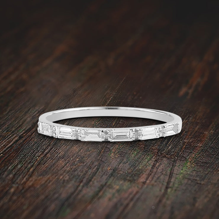 0.50 Carat Baguette Moissanite Wedding Band Engagement Ring Stackable Ring Promise ring on 10k Gold