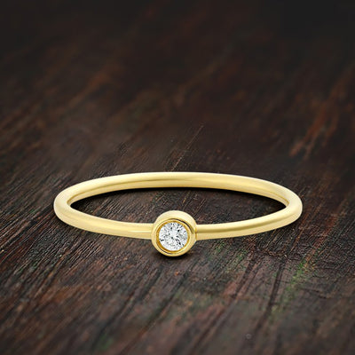 Perfect Promise Ring in Bezel setting Moissanite Diamond on 10k Gold