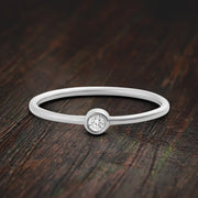 Perfect Promise Ring in Bezel setting Moissanite Diamond on 10k Gold