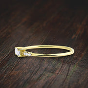 Classic Baguette and Round Diamond Moissanite Engagement Ring on 10k Gold