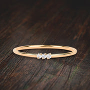 Stunning 3 Stone Moissanite Diamond Engagement Ring Stackable Ring Promise Ring on Solid 10k Gold