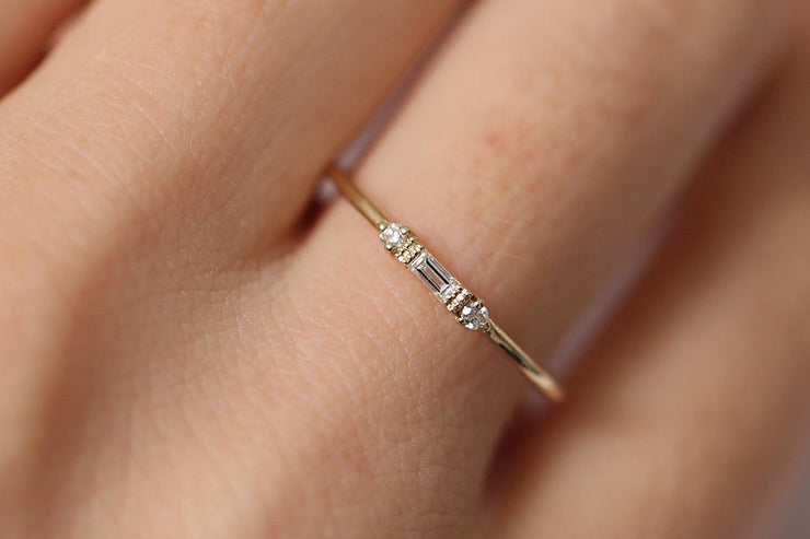 Petite Moissanite Diamond Engagement Ring Wedding Ring Stackable Ring
