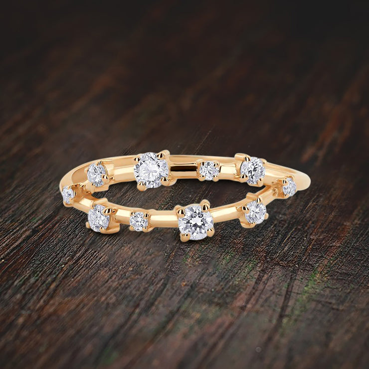 Stackable Moissanite Diamond Engagement Ring Wedding Band 10k Gold