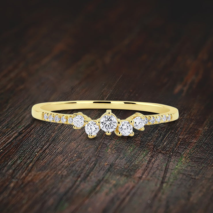 0.25 Carat Round Moissanite Diamond Stackable Engagement Ring Wedding Band