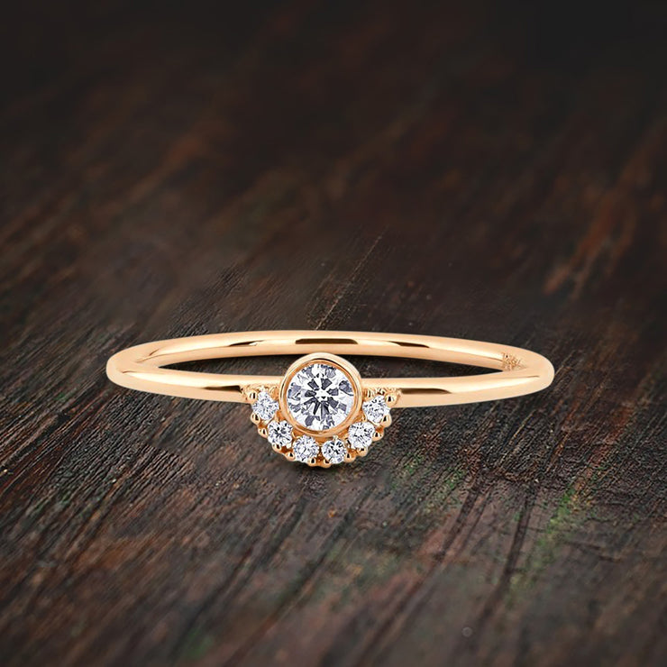 Diamond Moissnaite Half Moon Engagement Ring Wedding Band Wedding Ring
