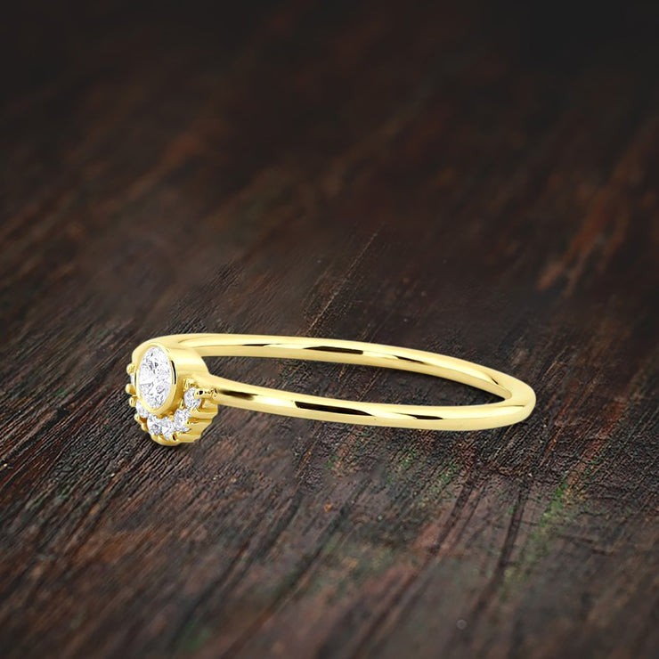 Diamond Moissnaite Half Moon Engagement Ring Wedding Band Wedding Ring