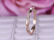 0.50 Carat 10k Rose Gold Wedding Band with Diamonds Anniversary Ring Stackable Twisted Band