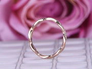 0.50 Carat 10k Rose Gold Wedding Band with Diamonds Anniversary Ring Stackable Twisted Band