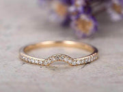 0.25 Carat Band Wedding Band with Diamonds Anniversary Ring Curved U Design Antique Style Band