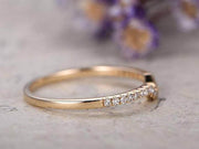 0.25 Carat 10k Rose Gold Wedding Band with Diamonds Anniversary Ring Curved U Design Antique Style Band