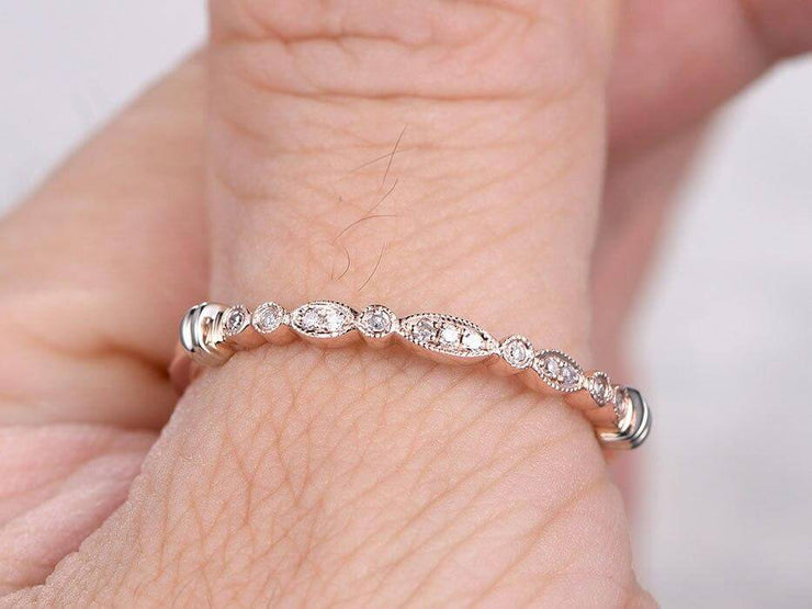 0.25 Carat Ring Anniversary Band in Flower Design Antique Style