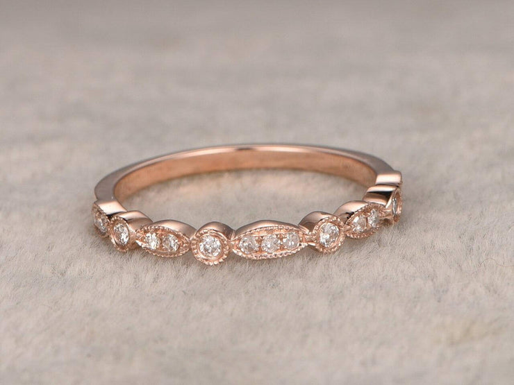 0.50 Half Eternity Wedding Ring 10k Rose Gold Beautiful Twist Curve Wedding Ring Band
